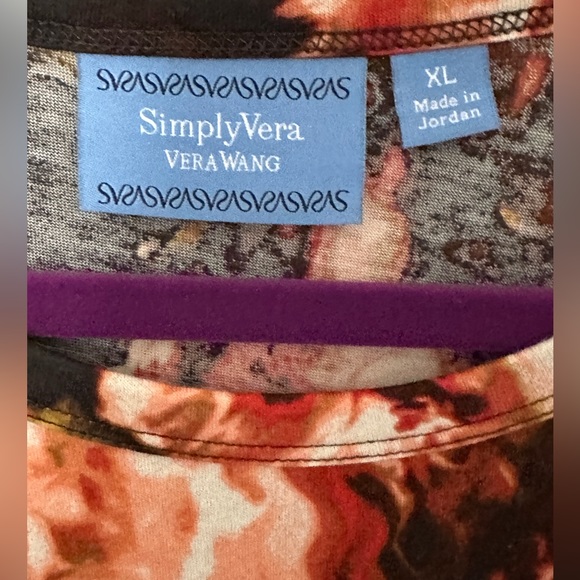 NWT SZ XL SIMPLY VERA WANG 100% COTTON Long Slv TShirt Top - Picture 5 of 6